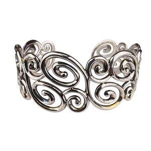 Sterling Silver Womens Cuff Bracelet Swirl Openwork Design China 925 Mark